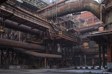 Exterior of blast furnace at steel works