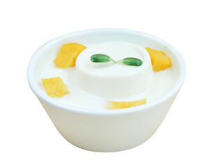 Pudding milk in white bowl ,no background