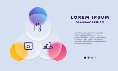 Search icon. Infographic, business. Magnifying glass. Glassmorphism style. Vector line icon for Business and Advertising