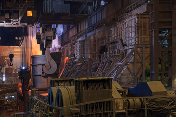 Casting ladle in oxygen converter process area.