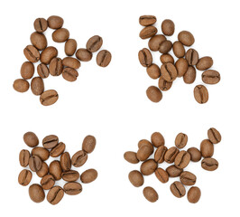 Fototapeta premium set top view pile of coffee beans. on white background 