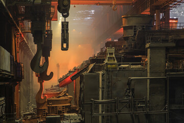 Oxygen converter process area at iron foundry.