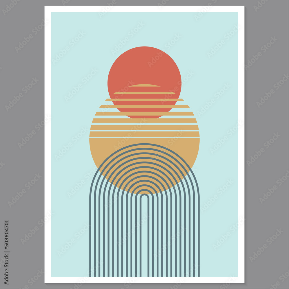 Canvas Prints abstract geometric art with arch and circles. modern boho background. line arc shapes, sun design. c