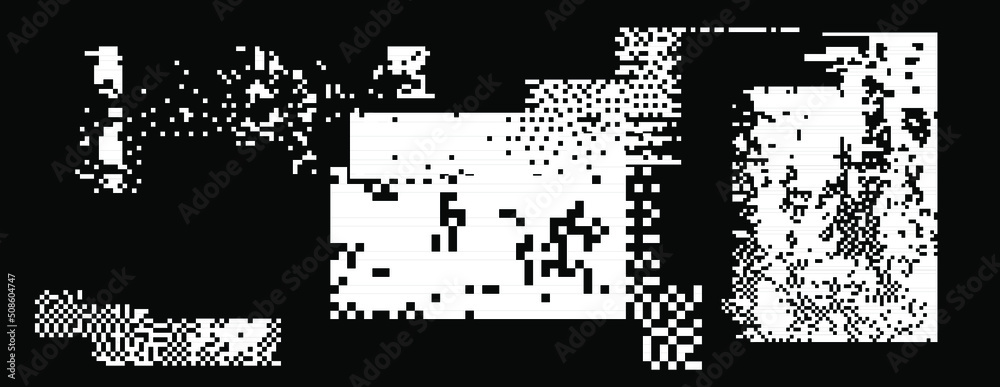 Leinwandbilder Abstract vector background with pixel bitmap glitches and flickers. Broken computer screen concept.