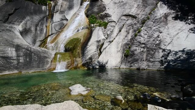 4k footage of waterfalls and one of the pools of Purcaraccia, with crystal clear pure water. Corsica, France