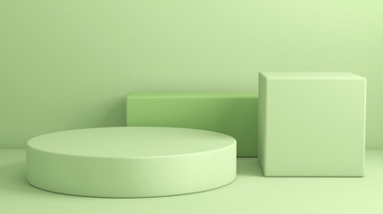 3d geometric shapes in mint color. 3d render illustration