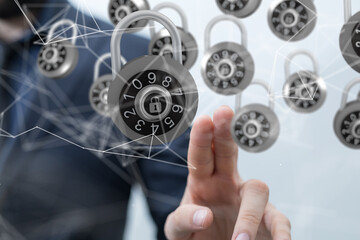 Information technology protected with firewall, secure access and encryption against cyber