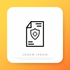 Medical patient card icon. Medical insurance policy. Health care concept. Health diagnosis. Medical record document with patient health information. Vector line icon for Business and Advertising