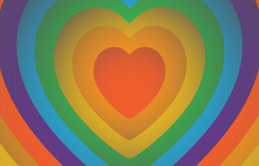 abstract heart pride month colorful rainbow background design for LGBTQ love. pride love, gay, lesbian, bisexual celebration. Wavy pride month flag colorful ocean Papercut Background. LGBT abstract.