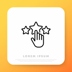 Give Five Star Feedback. Customer review concepts. Reviews stars. Vector line icon for Business and Advertising