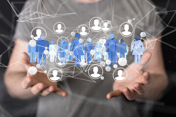 Global network. Blockchain. 3D illustration. Neural networks and artificial intelligence. Abstract