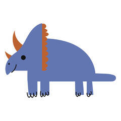 Cute Triceratops Flat. High quality vector