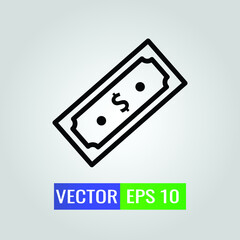 icon illustration of Paper Money  On White Background - Single high quality outline black style for web design or mobile app.