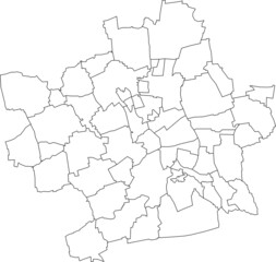 White flat blank vector administrative map of ERFURT, GERMANY with black border lines of its districts