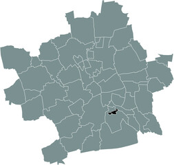Black flat blank highlighted location map of the 
WIESENH&Uuml;GEL DISTRICT inside gray administrative map of Erfurt, Germany