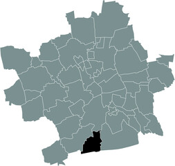 Black flat blank highlighted location map of the 
WALTERSLEBEN DISTRICT inside gray administrative map of Erfurt, Germany