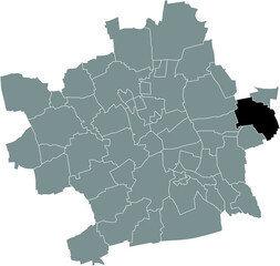 Black flat blank highlighted location map of the 
VIESELBACH DISTRICT inside gray administrative map of Erfurt, Germany