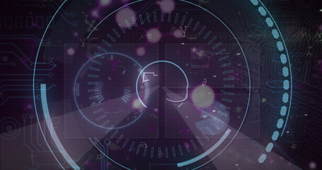 Image of 5g text data processing, online security padlock and circuit board