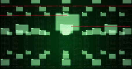 Image of files, data processing, online security padlock and circuit board
