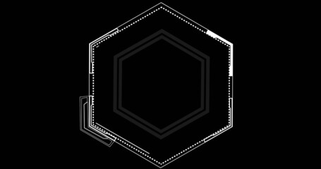 Image of white hexagon over black background