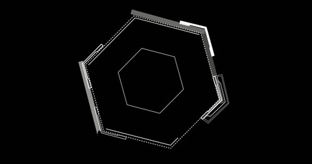 Image of white hexagon over black background