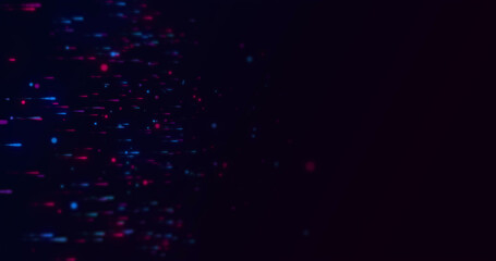 Image of red and blue dots moving on black background