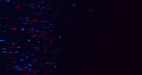 Image of red and blue dots moving on black background