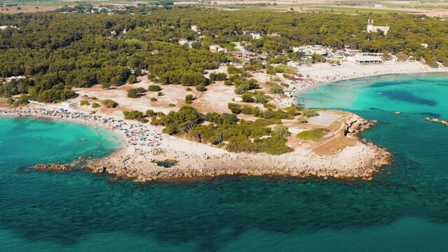 Coastline of Italy, Salento, Marina di Pulsano, Baia serrone, Puglia, Italy coast drone view
