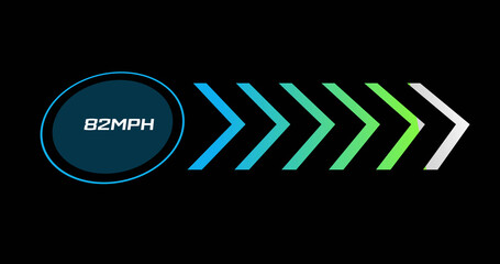 Image of car speedometer on black background