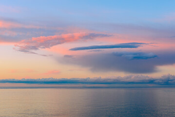 Beautiful cloudscape on the lake in summer time