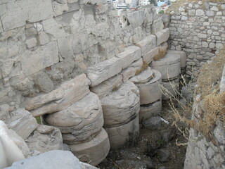 ancient building stone foundation pillars