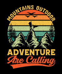 Mountains Outdoor Adventure Are Calling T-shirt Design