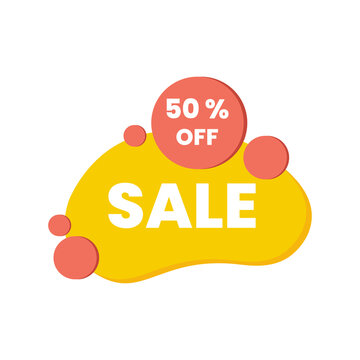 Sale 50, bubble banner design template, discount tag, buy now, vector illustration