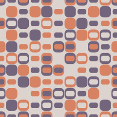 Design from random orange and blue tiles. Decoration of the room or print on products. Pillows, cups, wallpapers, cups, fabrics, textile, seamless design for prints.