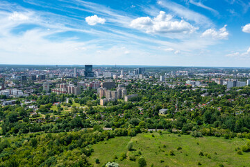 Fototapeta na wymiar Aerial photo of modern city center of Katowice, Upper Silesia. Poland.