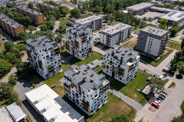 Fototapeta premium Sosnowiec, Dabrowa Basin. Aerial view of residential city apartamens in Sosnowiec. Poland.