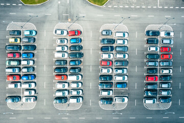 Parking. Aerial view. Drone photo.