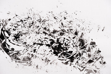 Abstract black white texture on white paper like a marble
