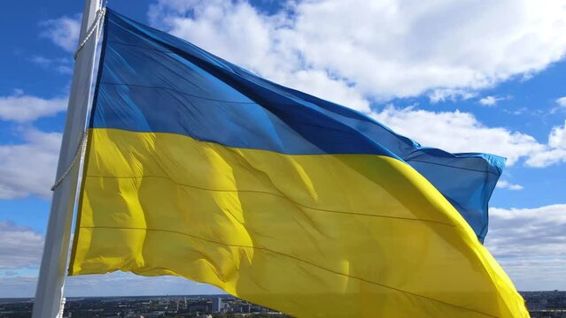 Flag of Ukraine in Mykolaiv city