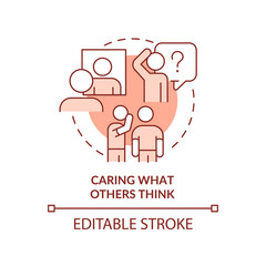 Caring what others think terracotta concept icon. Emotional issue abstract idea thin line illustration. Approval seeker. Isolated outline drawing. Editable stroke. Arial, Myriad Pro-Bold fonts used