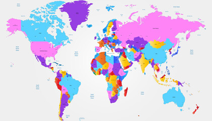Obraz na płótnie Canvas World map. Color vector modern. Silhouette map. 