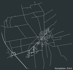 Detailed negative navigation white lines urban street roads map of the KERSPLEBEN DISTRICT of the German regional capital city of Erfurt, Germany on dark gray background