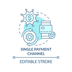 Single payment channel turquoise concept icon. Mobility as service value abstract idea thin line illustration. Isolated outline drawing. Editable stroke. Arial, Myriad Pro-Bold fonts used