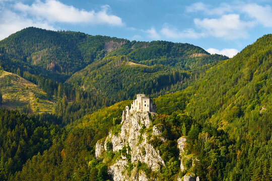 Strecno castle during spring time near Zilina, Slovakia