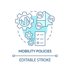 Mobility policies turquoise concept icon. Maas introduction component abstract idea thin line illustration. Isolated outline drawing. Editable stroke. Arial, Myriad Pro-Bold fonts used