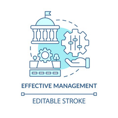 Effective management turquoise concept icon. Maas introduction component abstract idea thin line illustration. Isolated outline drawing. Editable stroke. Arial, Myriad Pro-Bold fonts used