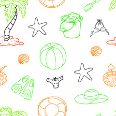 Creative hand-drawn summer seamless pattern