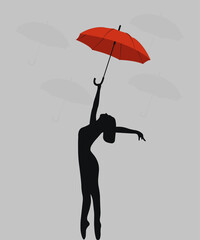 dancing woman with umbrella 