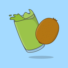 Kiwi Juice Cartoon Vector Illustration. Kiwi Juice Flat Icon Outline