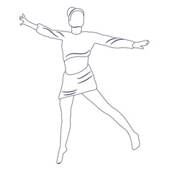 Obraz na płótnie Canvas woman jumping sketch, outline, isolated, vector
